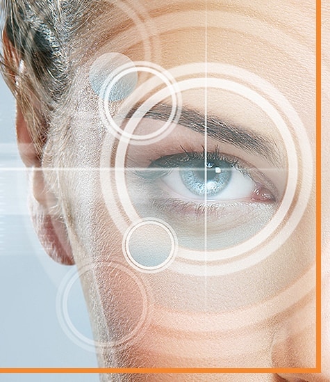close up woman's eye with circle pattern