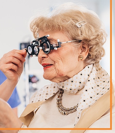 mature woman testing eyesight